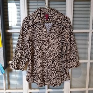 212  Collection tan/black print blouse